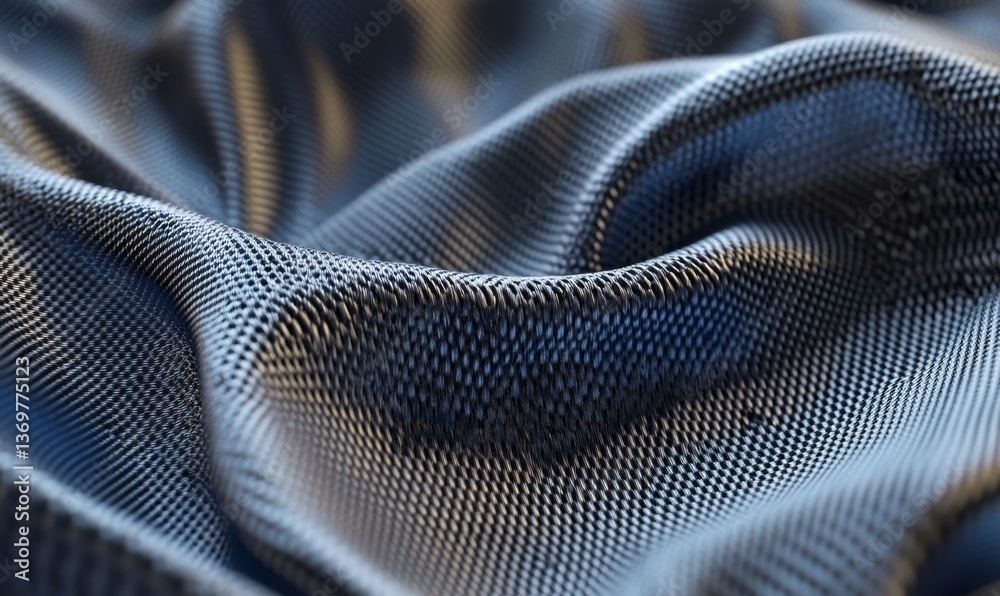 Naklejka premium Blue textured fabric folds background for design, texture, or pattern