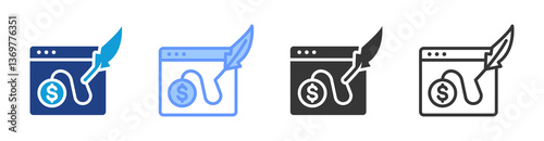 Freelance Writing icon set multiple style collection