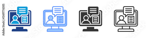 Online Course icon set multiple style collection