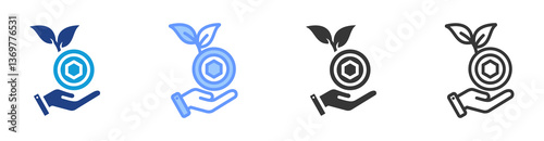 Cryptocurrency Investment icon set multiple style collection