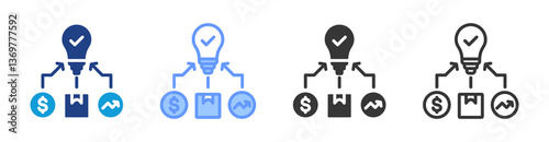 Sourcing Strategy icon set multiple style collection