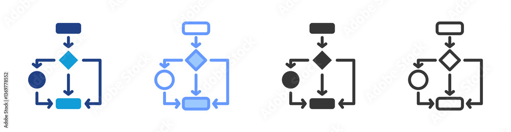 Process Mapping icon set multiple style collection Process Mapping icon set multiple style collection