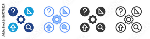 Dmaic Framework icon set multiple style collection