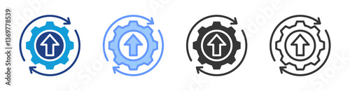 Continuous Improvement icon set multiple style collection