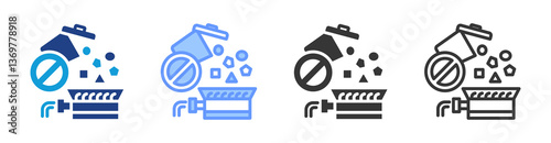 Waste Elimination icon set multiple style collection