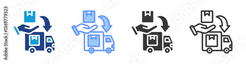 Shipping And Receiving icon set multiple style collection