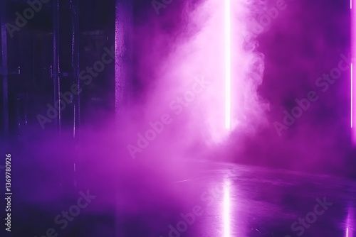 Wallpaper Mural Purple Neon Glow in an Empty Room Torontodigital.ca