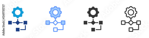 Process Mapping icon set multiple style collection