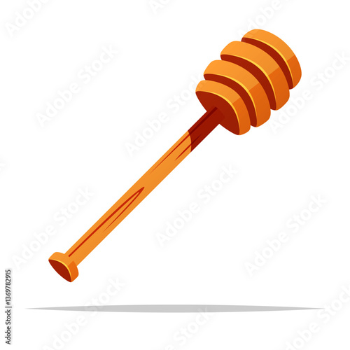 Wooden honey dipper vector isolated illustration