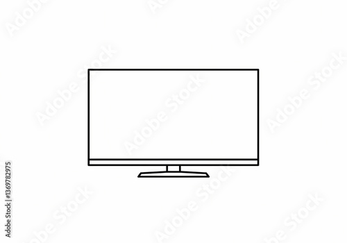 Simple Outline Drawing of a Flat Screen TV photo