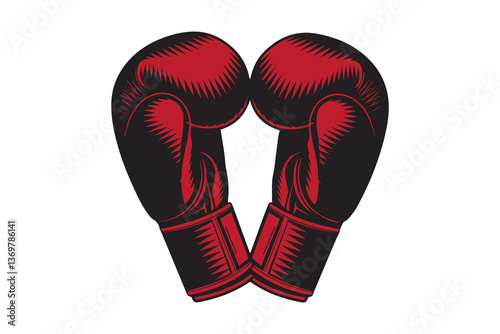 boxing gloves Black and White Vector
