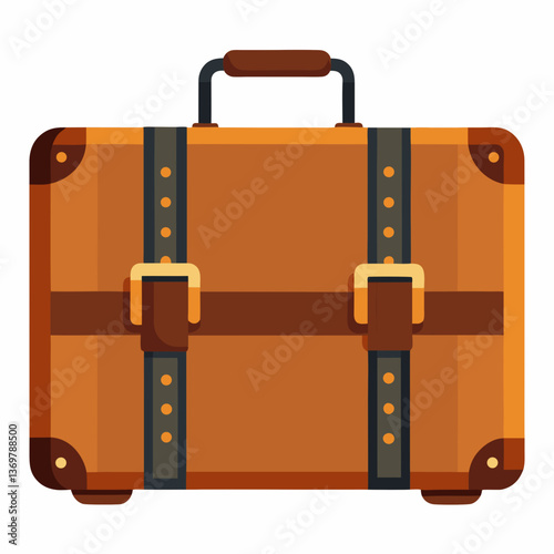 vintage suitcase with leather straps  