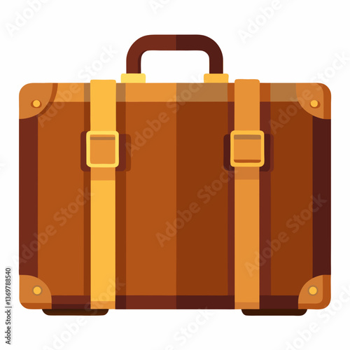vintage suitcase with leather straps  