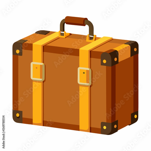 vintage suitcase with leather straps  