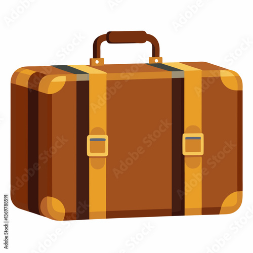 vintage suitcase with leather straps  