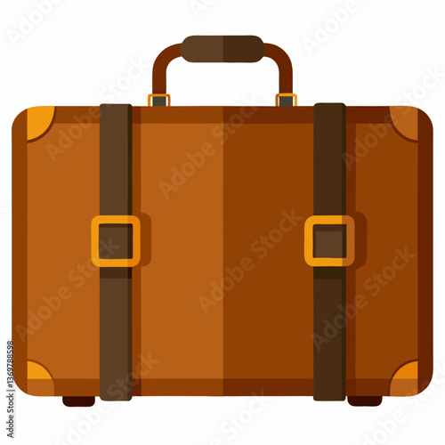 vintage suitcase with leather straps  