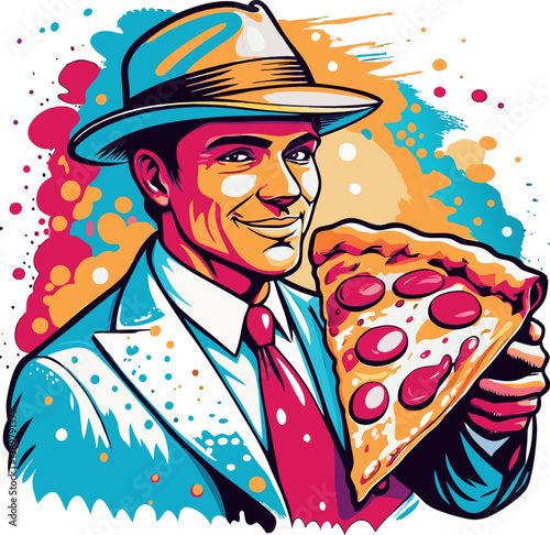 gangster che mangia un trancio di pizza 02