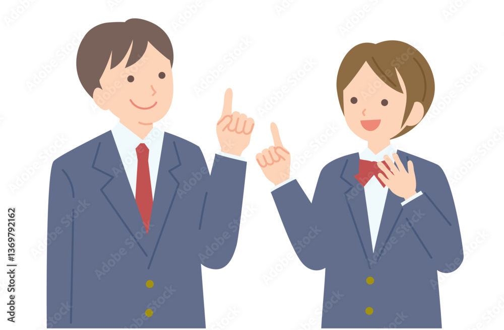 制服姿の男女学生C