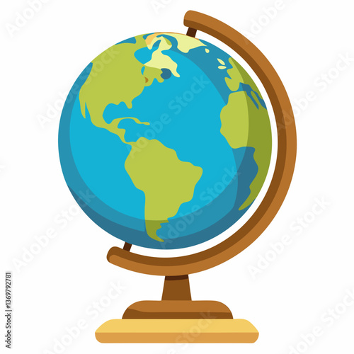 detailed globe on a wooden stand 
