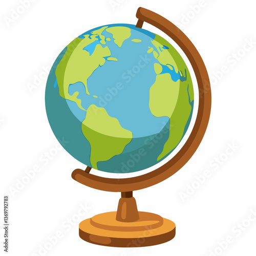 detailed globe on a wooden stand 