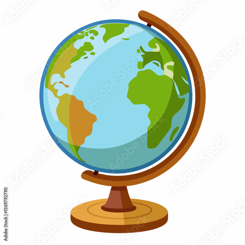 detailed globe on a wooden stand 