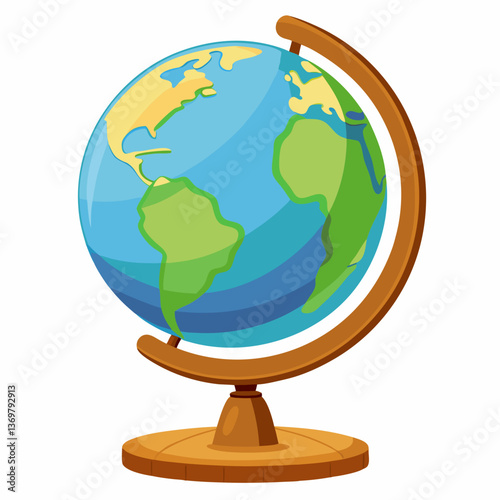 detailed globe on a wooden stand 