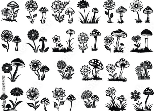Flower and Mushroom Svg Bundle