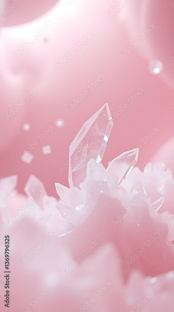 Fototapeta premium A surreal background with floating, translucent crystal shards that catch and reflect soft ambient light. The minimal yet futuristic. Created with generative AI.