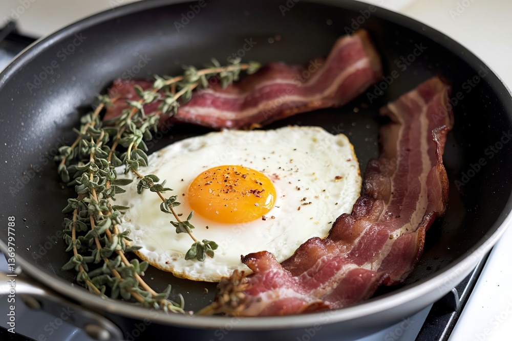 A photo of a salted and spiced fried egg in a pan A photo of a salted and spiced fried egg in a pan