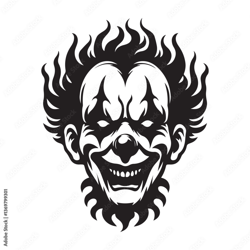 Creepy Clown Vector Art Face Illustration Design for Halloween Creepy Clown Vector Art Face Illustration Design for Halloween