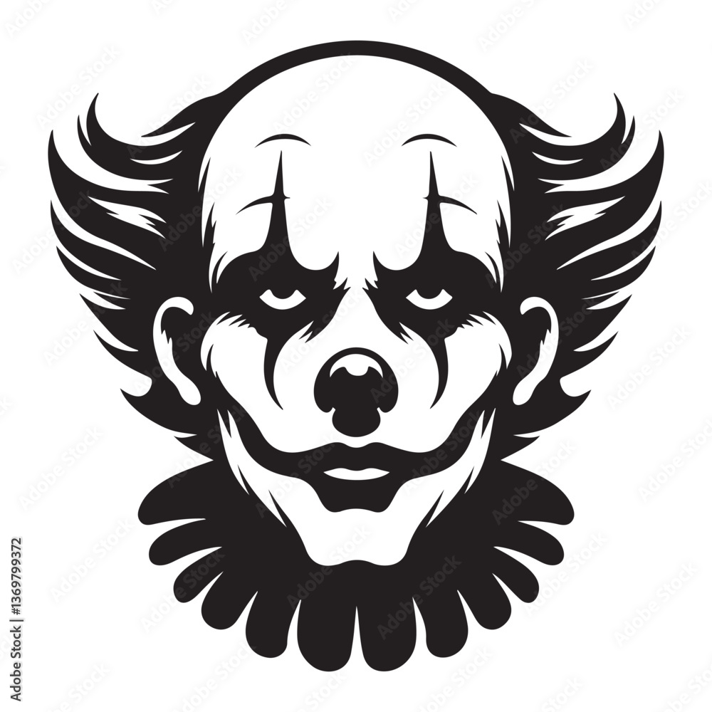Fototapeta premium Creepy Evil Clown Vector Illustration with Simple Design