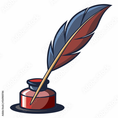 elegant quill pen with ink bottle