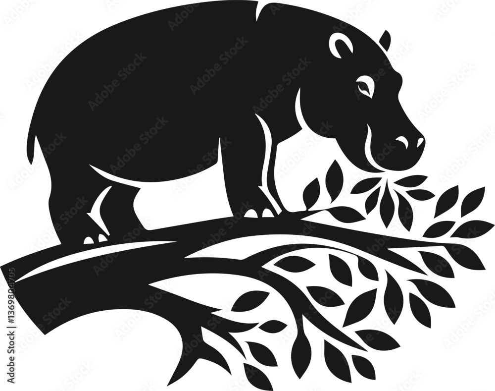 Fototapeta premium Hippopotamus silhouette animal vector