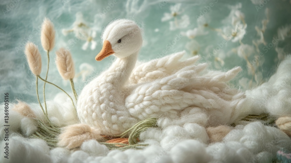 Fototapeta premium Art Handcrafted Felt Scene Wool Background Visible