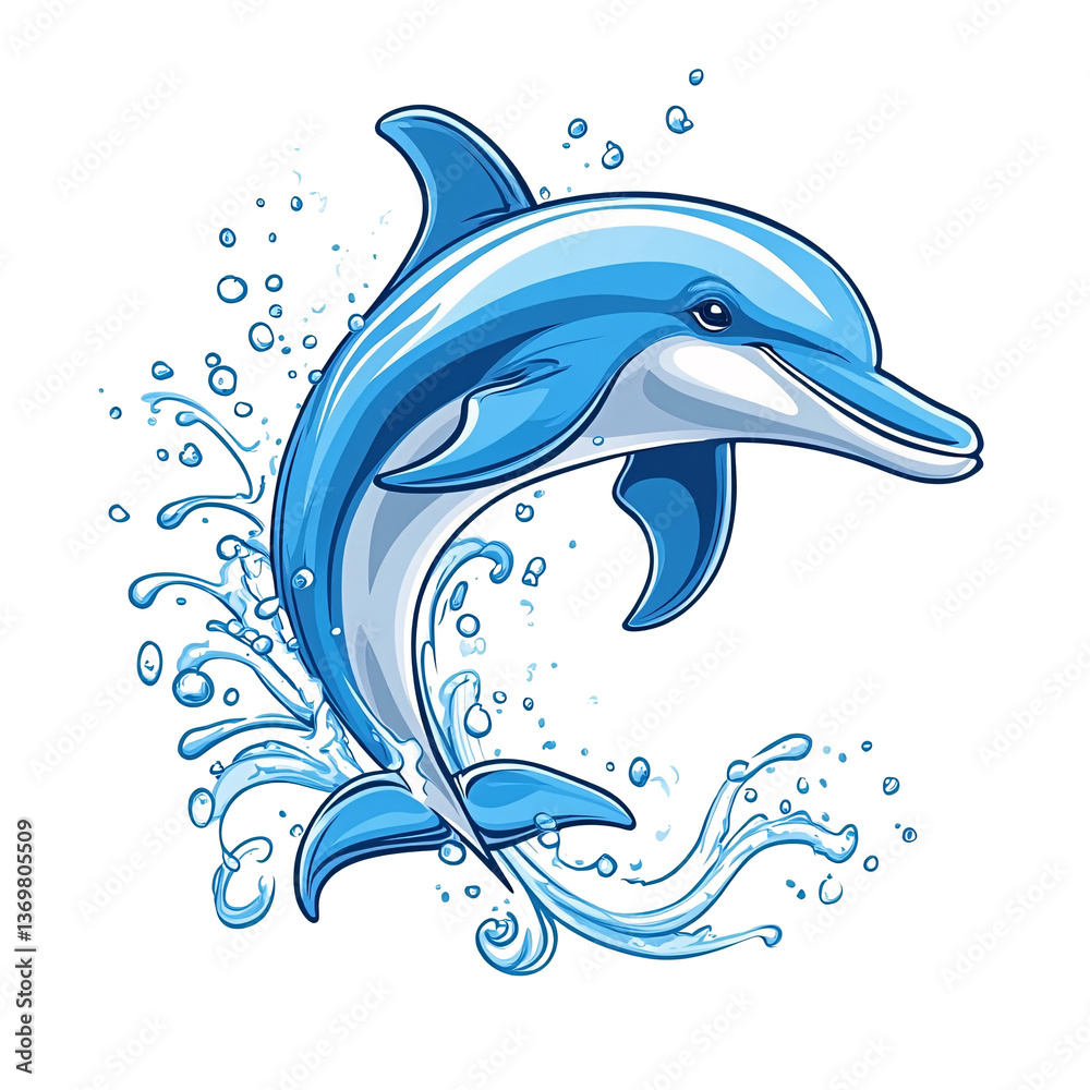 Obraz premium Jumping dolphin isolated on transparent background, marine wildlife concept.