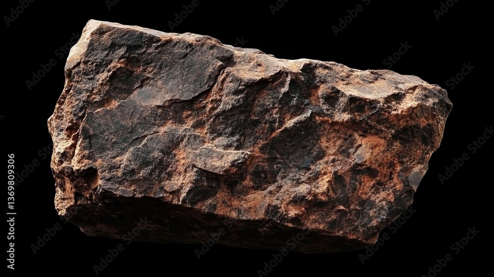 Rough natural stone with rugged texture isolated on black background. Rough natural stone with rugged texture isolated on black background.