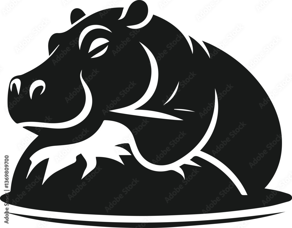Obraz premium Hippopotamus silhouette animal vector