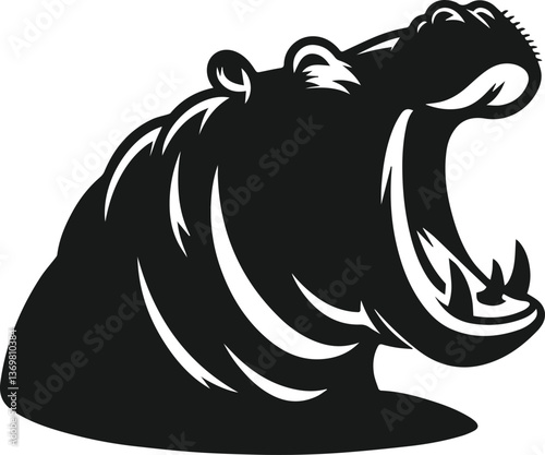 Hippopotamus silhouette animal vector