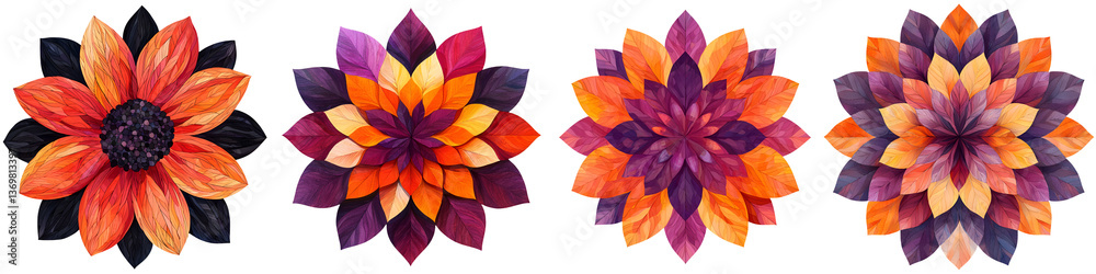 custom made wallpaper toronto digitalColorful and vibrant floral arrangements featuring a variety of abstract and geometric flower designs including dahlia sunflower and chrysanthemum like blossoms