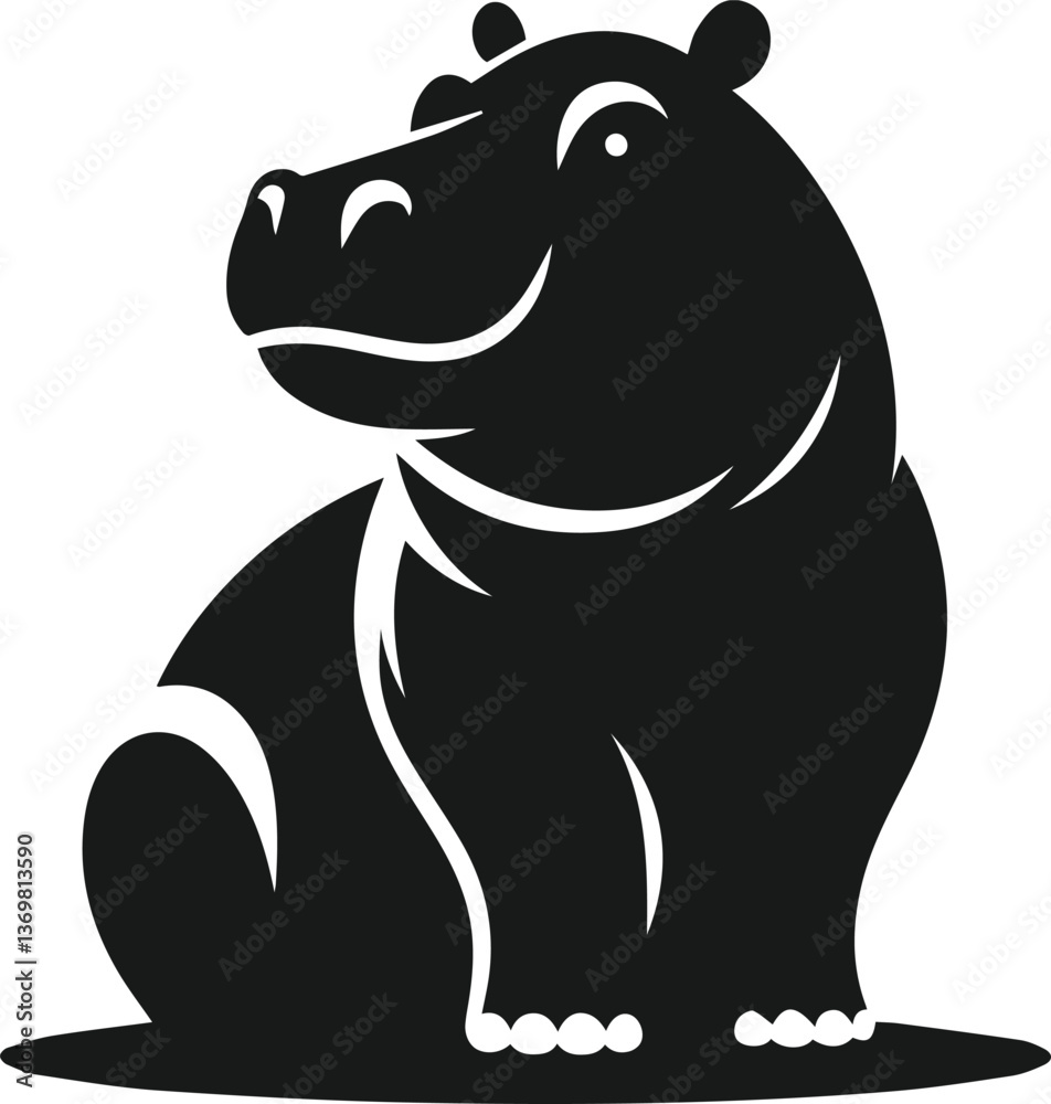Fototapeta premium Hippopotamus silhouette animal vector