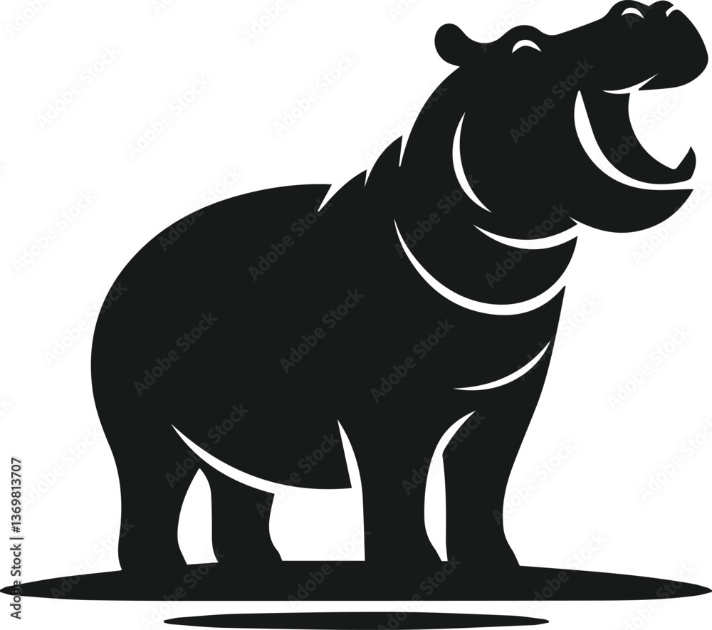 Fototapeta premium Hippopotamus silhouette animal vector