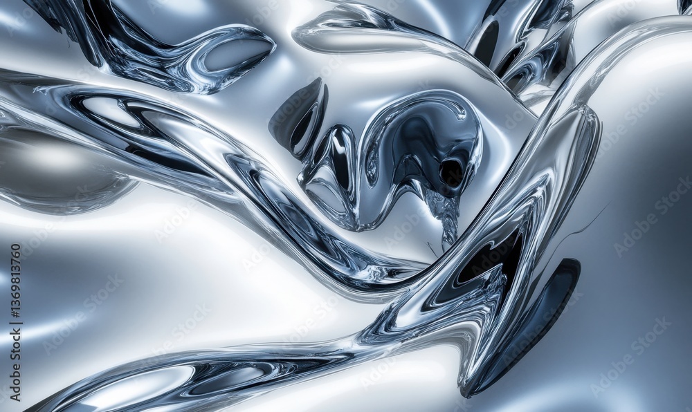 Liquid metal abstract background, flowing silver waves, futuristic design Liquid metal abstract background, flowing silver waves, futuristic design