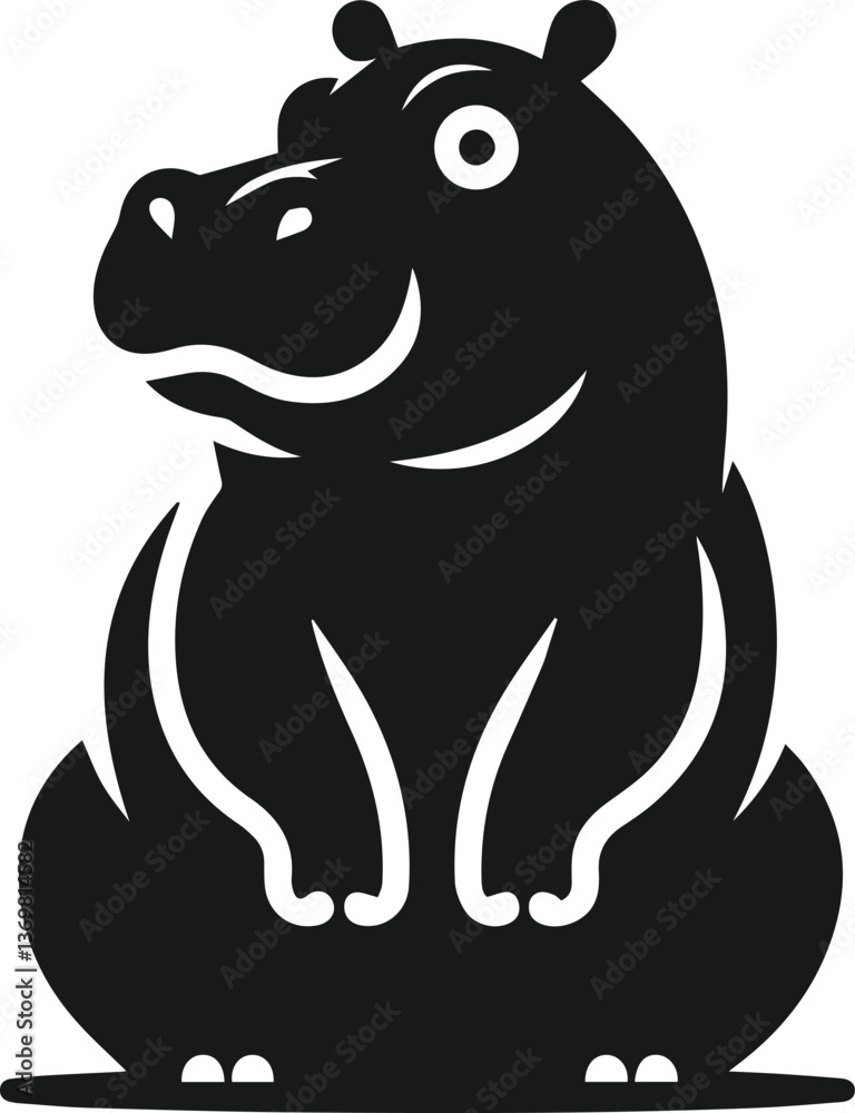 Fototapeta premium Hippopotamus silhouette animal vector