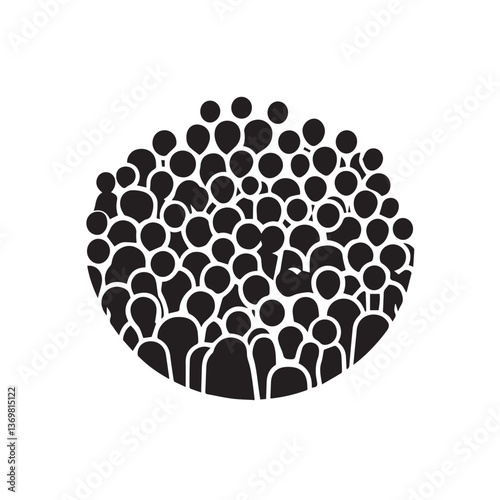 Black Silhouette Icons of People – Diverse Group, Crowd, Teamwork, Community, Children, and Family Symbols
