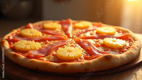 Delicious Hawaiian Pizza with Ham and Pineapple