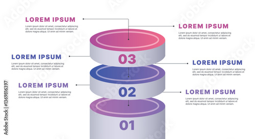 Obraz na płótnie Modern infographic template for business presentations: step-by-step process with numbers, text blocks, and graphic elements for easy demonstration of a plan, strategy, or report. w salonie