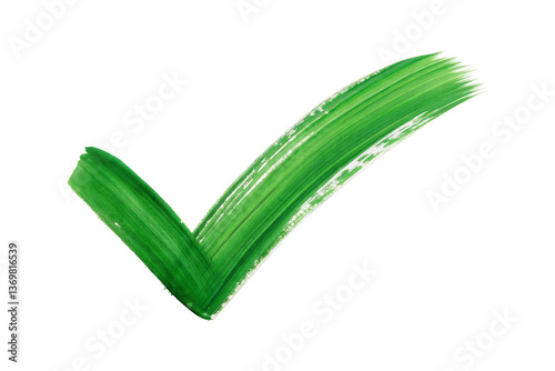 Brush strokes green check mark isolated on transparent background.