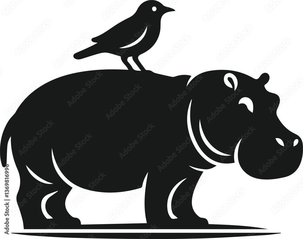 Obraz premium Hippopotamus silhouette animal vector