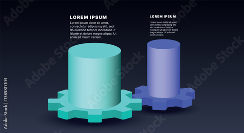 Modern infographic template for business presentations: step-by-step process with numbers, text blocks, and graphic elements for easy demonstration of a plan, strategy, or report.