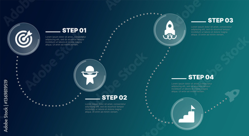 Obraz na płótnie Modern infographic template for business presentations: step-by-step process with numbers, text blocks, and graphic elements for easy demonstration of a plan, strategy, or report. w salonie